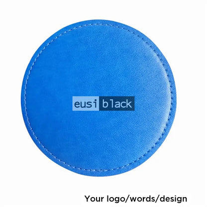 Leather table coaster - Circle - 10cm / Royal blue