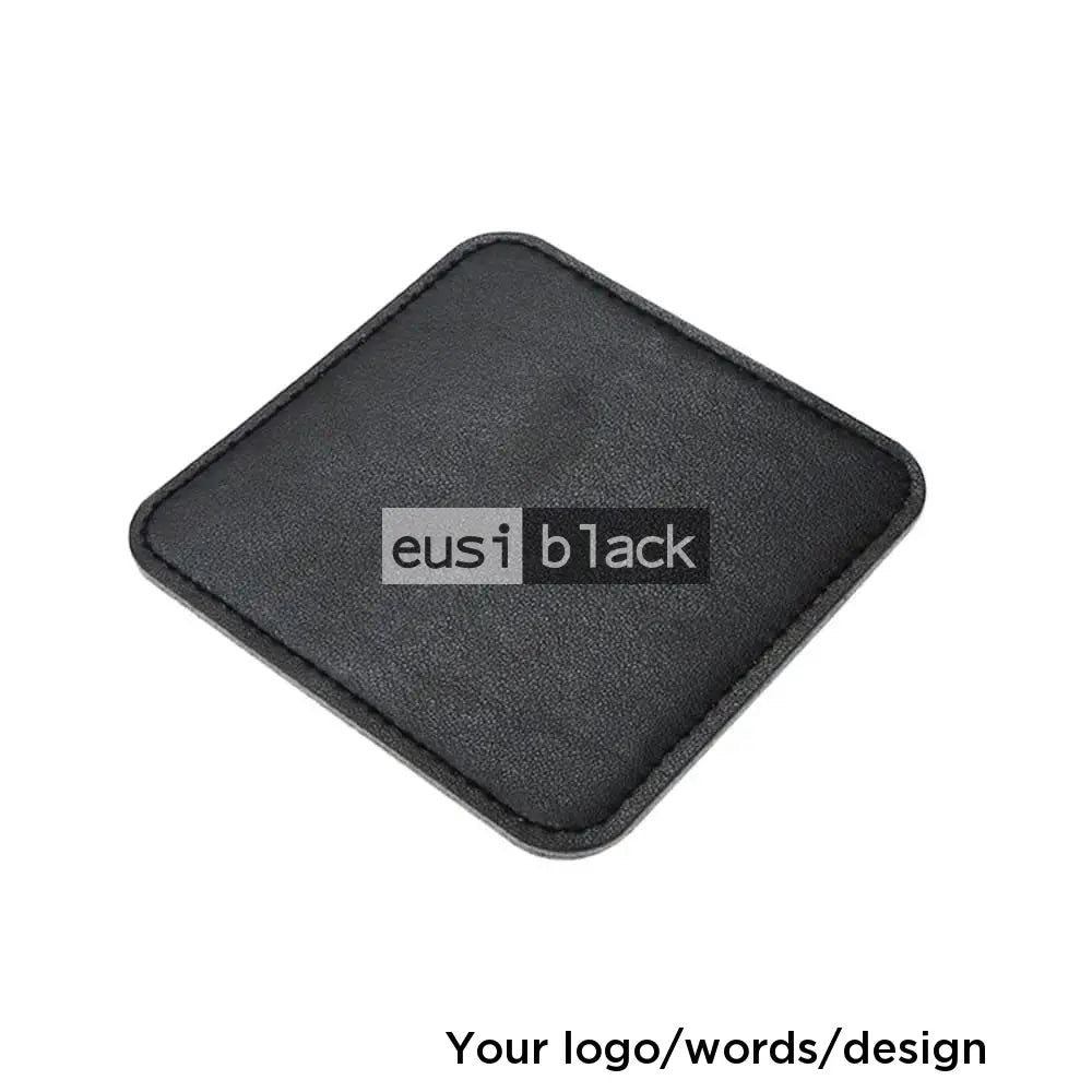 Leather table coaster - Rounded square - 10X10cm / Black