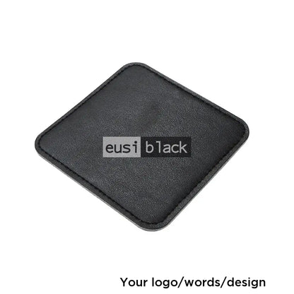 Leather table coaster - Rounded square - 10X10cm / Black