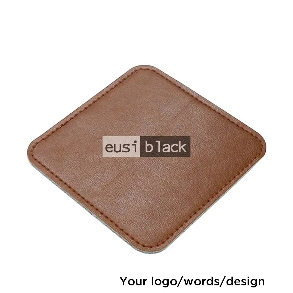 Leather table coaster - Rounded square - 10X10cm / Dark brown