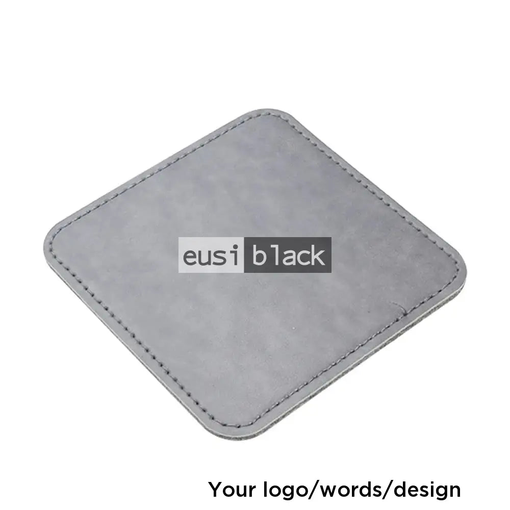 Leather table coaster - Rounded square - 10X10cm / Grey