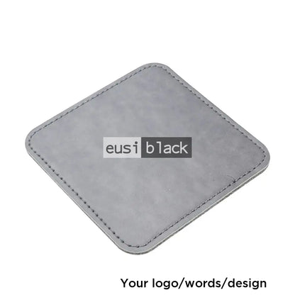Leather table coaster - Rounded square - 10X10cm / Grey