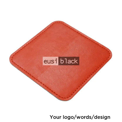 Leather table coaster - Rounded square - 10X10cm / Orange