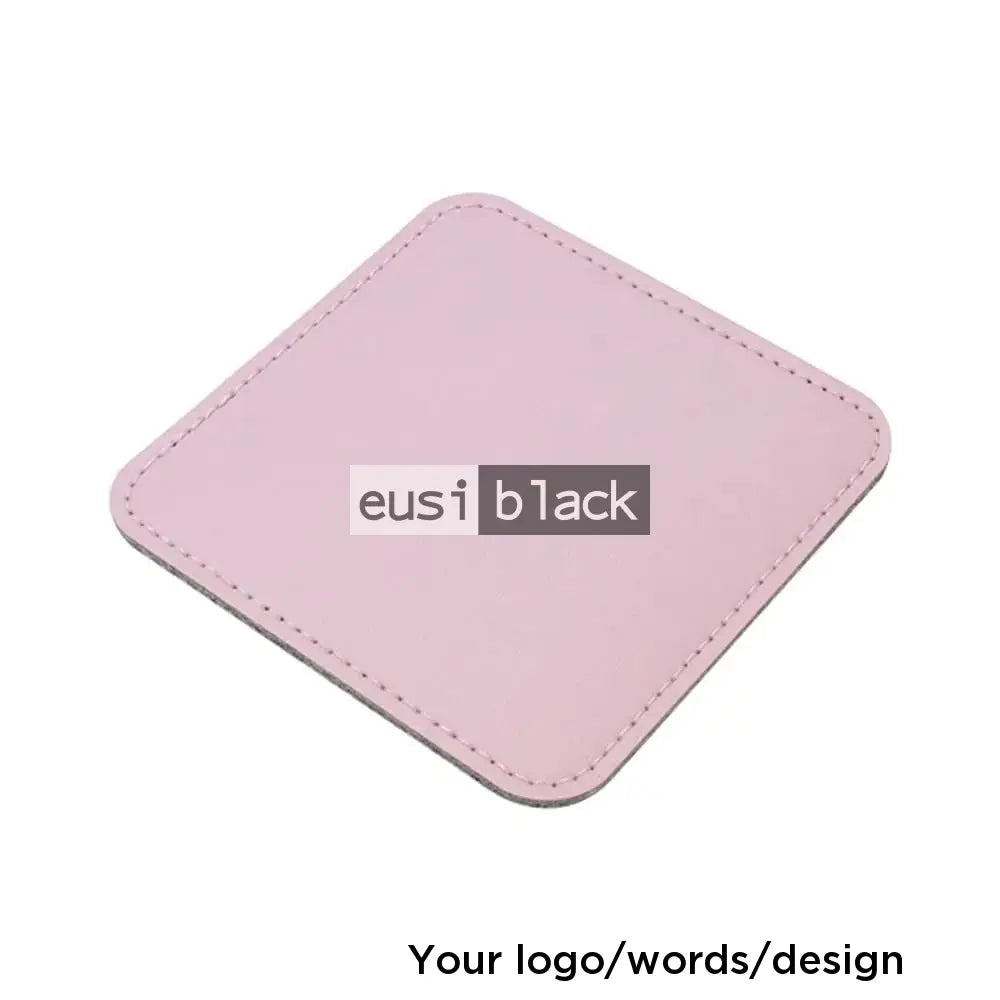 Leather table coaster - Rounded square - 10X10cm / Pink