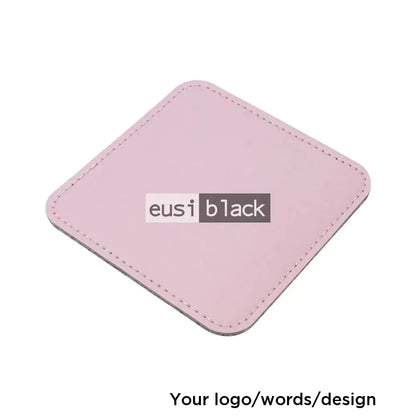 Leather table coaster - Rounded square - 10X10cm / Pink
