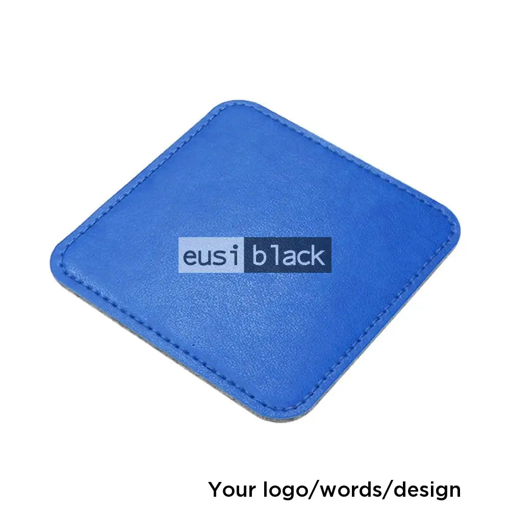 Leather table coaster - Rounded square - 10X10cm / Royal blue