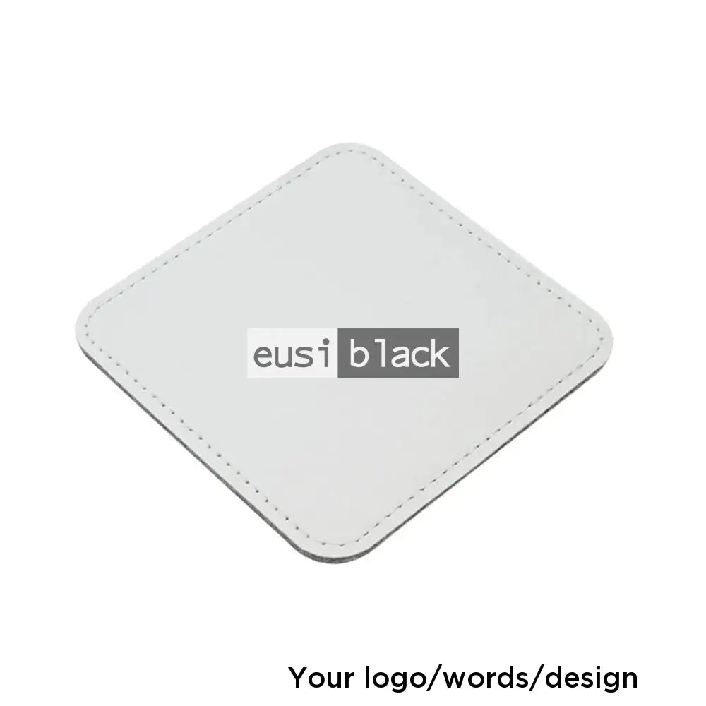 Leather table coaster - Rounded square - 10X10cm / White