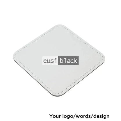 Leather table coaster - Rounded square - 10X10cm / White