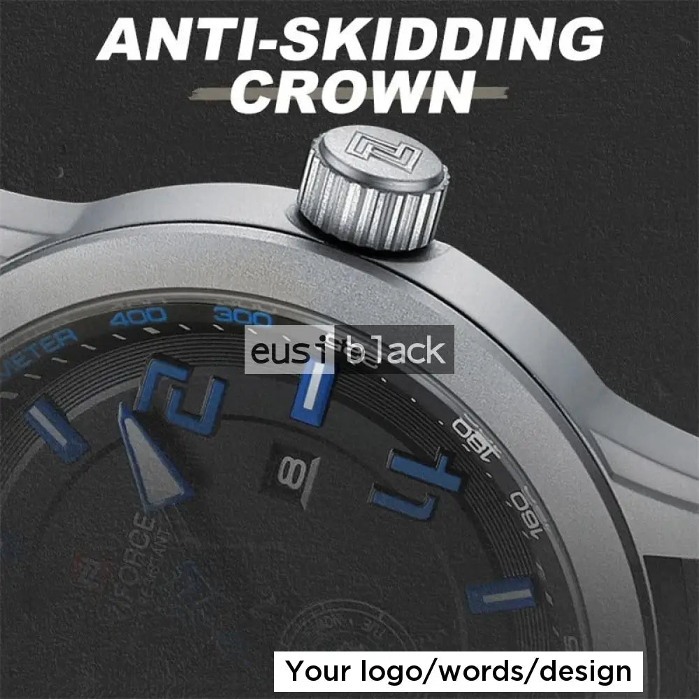 Leather watch with compass