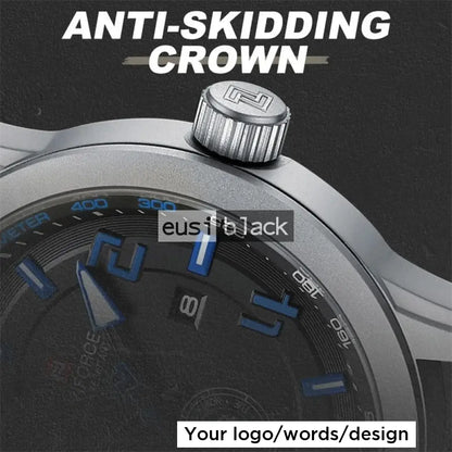 Leather watch with compass