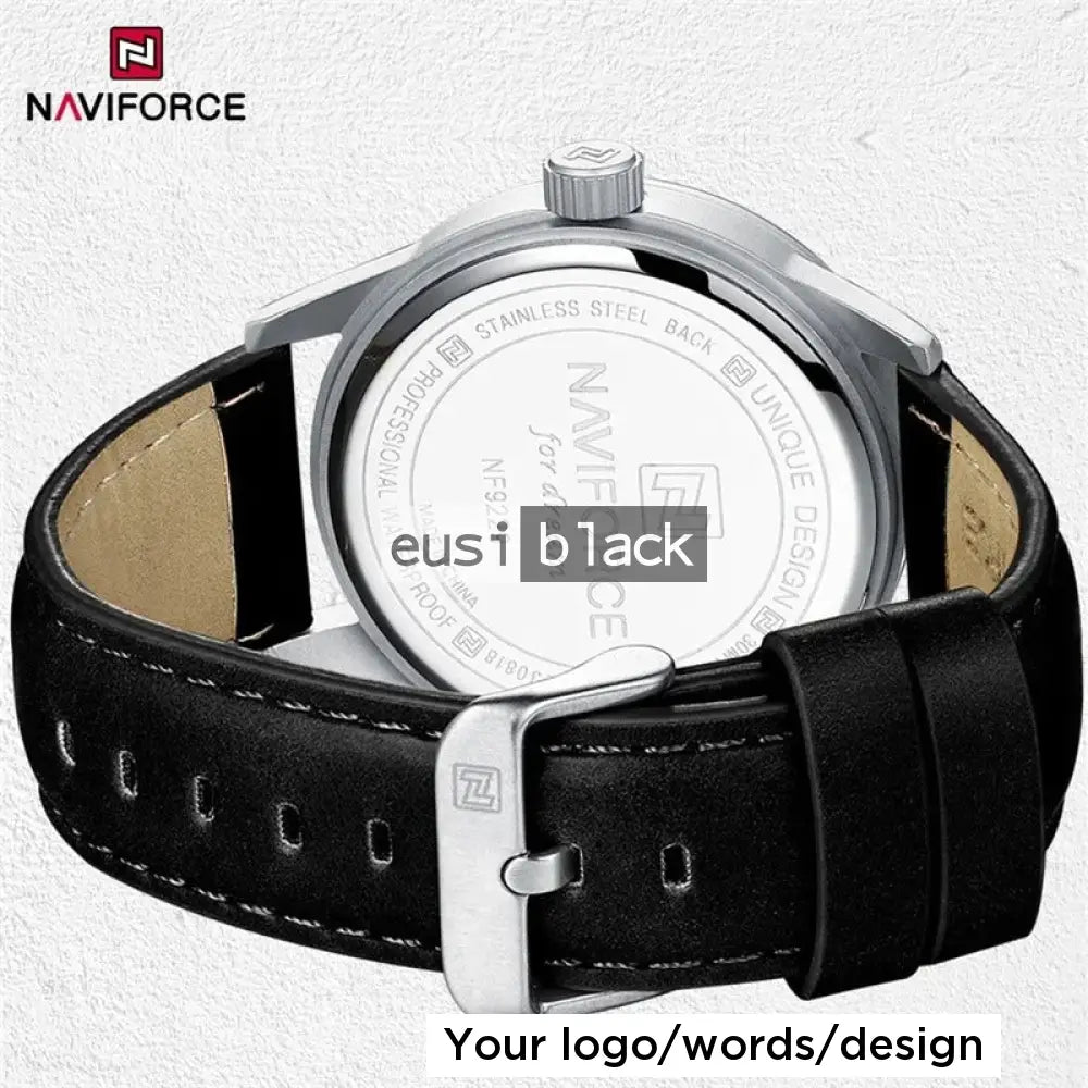 Leather watch with compass