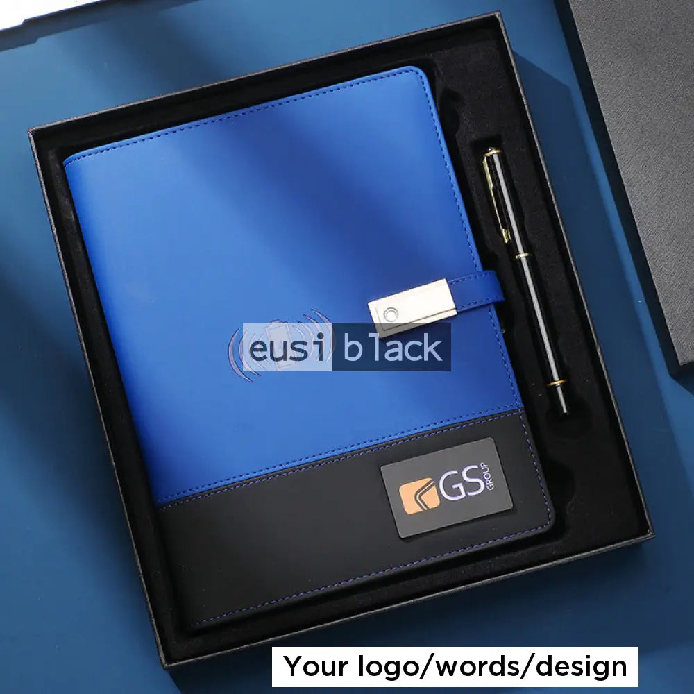LED inbuilt power bank notebook set Blue