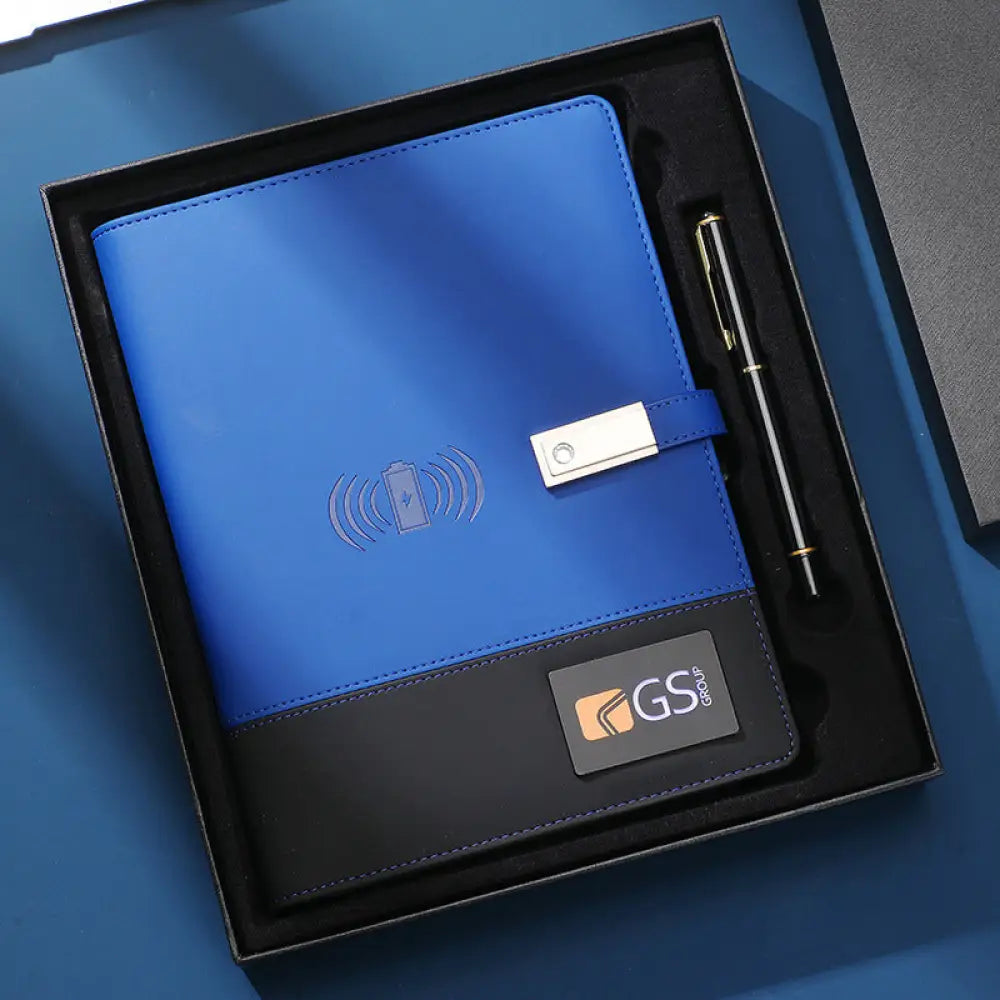 LED inbuilt power bank notebook set Blue