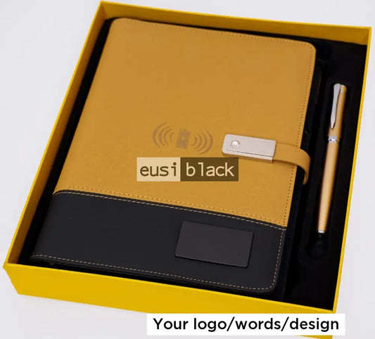 LED inbuilt power bank notebook set Yellow