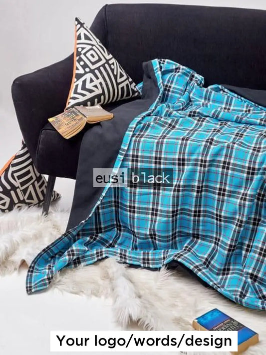 Maasai Fleece Blanket Shuka Blue