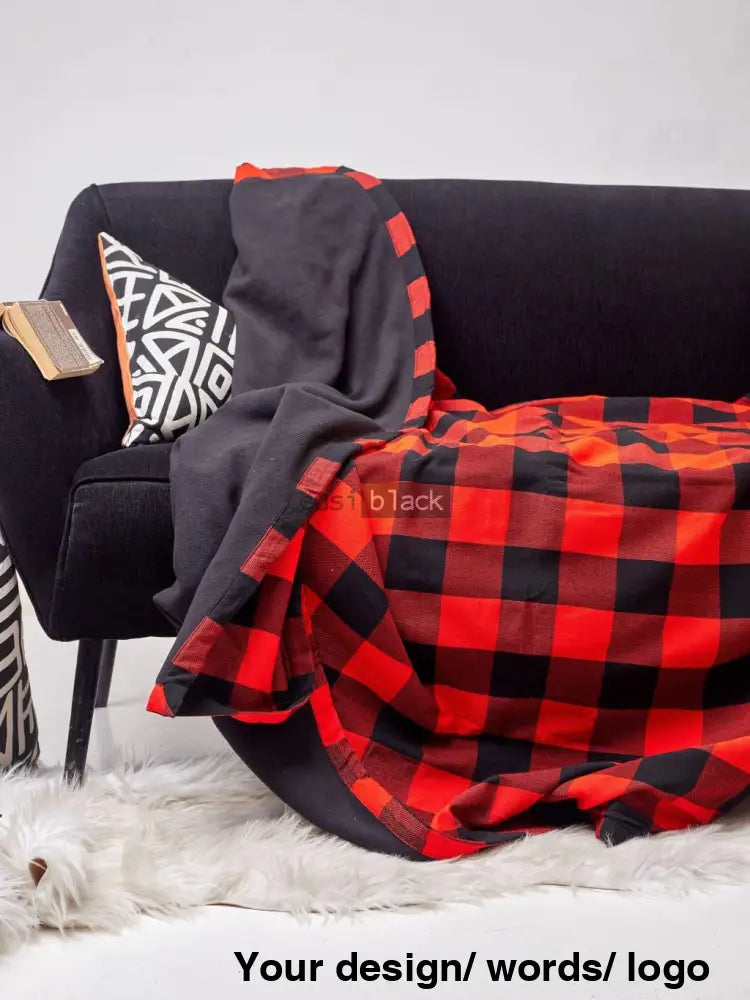 Maasai Fleece Blanket Shuka Red-Black 1