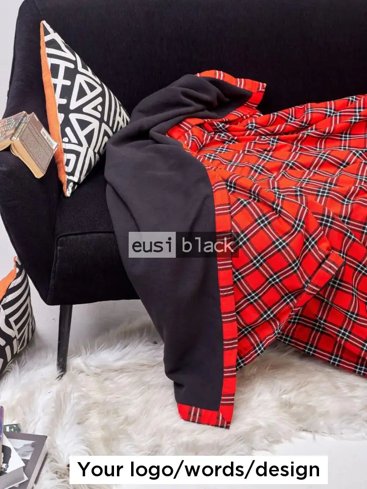Maasai Fleece Blanket Shuka Red-Black 2