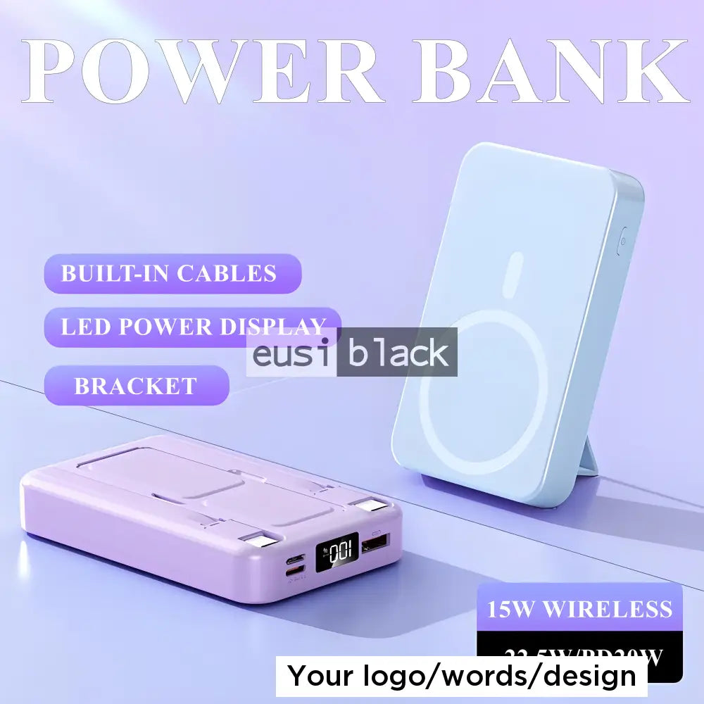 Magnetic wireless cabled power bank - 10,000mAH