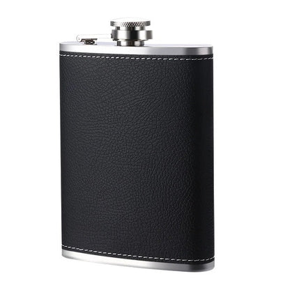 Leather Coated Hip Flask Set