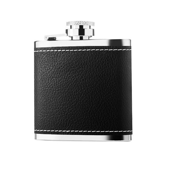 Leather Coated Hip Flask Set