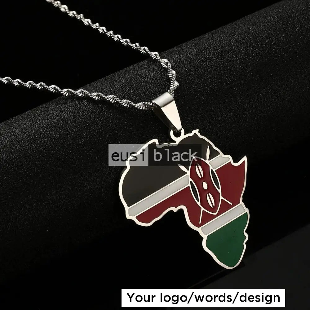 Map of Africa necklace Silver