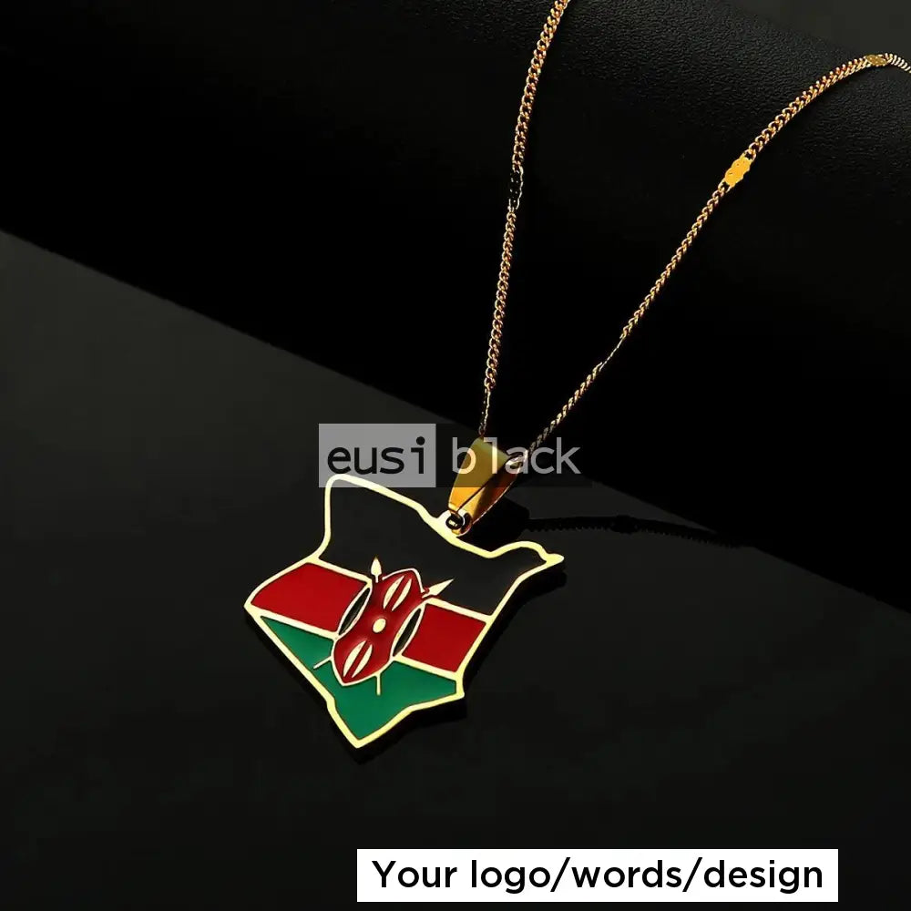 Map of Kenya necklace Gold