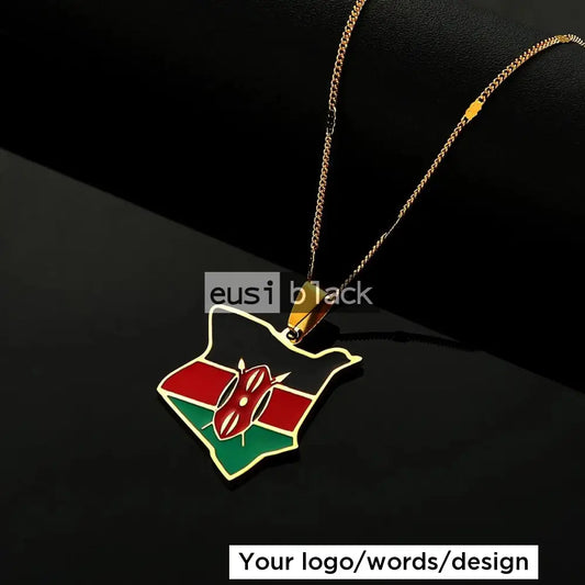 Map of Kenya necklace Gold