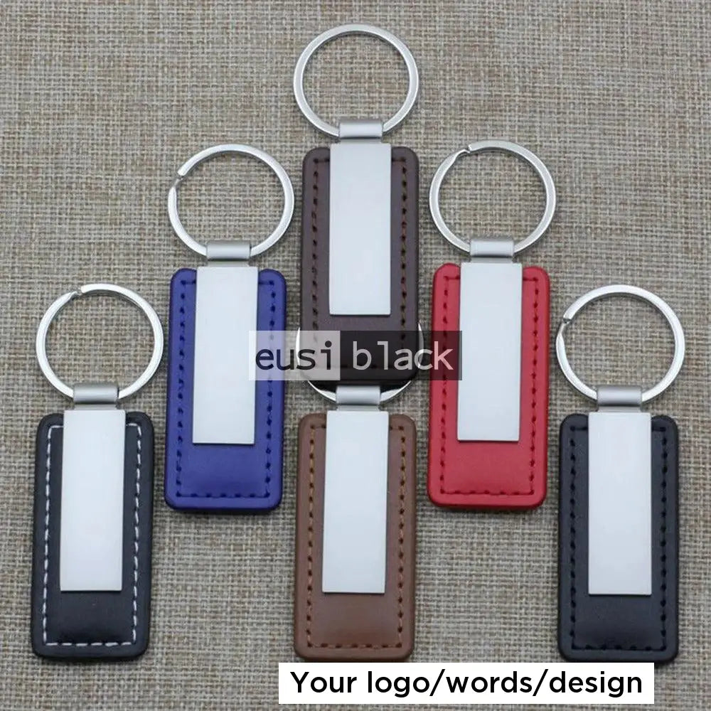 Metal clipped leather key chain
