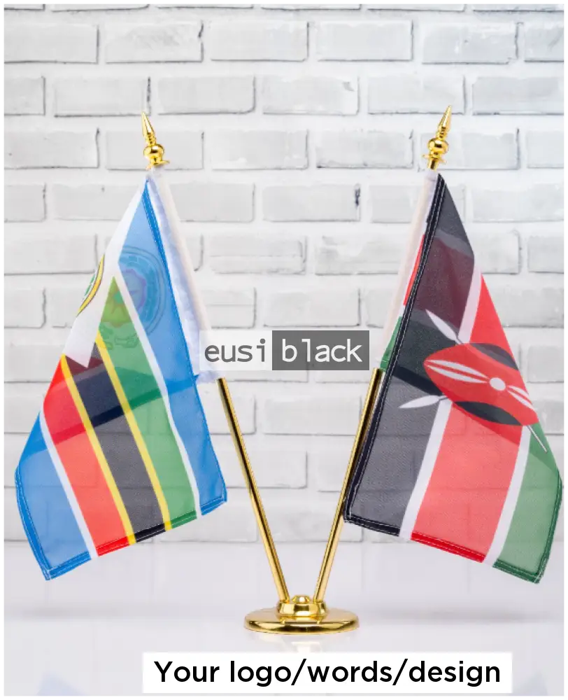 Metallic double table flag holder - A3 Heavy duty