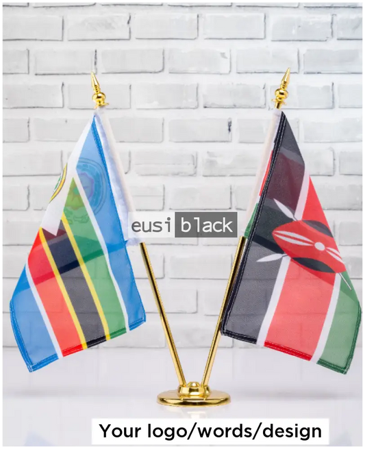 Metallic double table flag holder - A3 Heavy duty