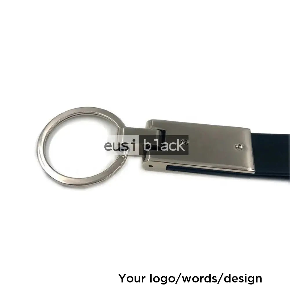Metallic and leather strip key chain