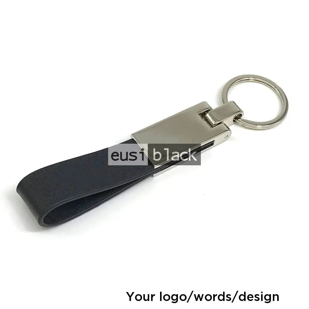Metallic and leather strip key chain