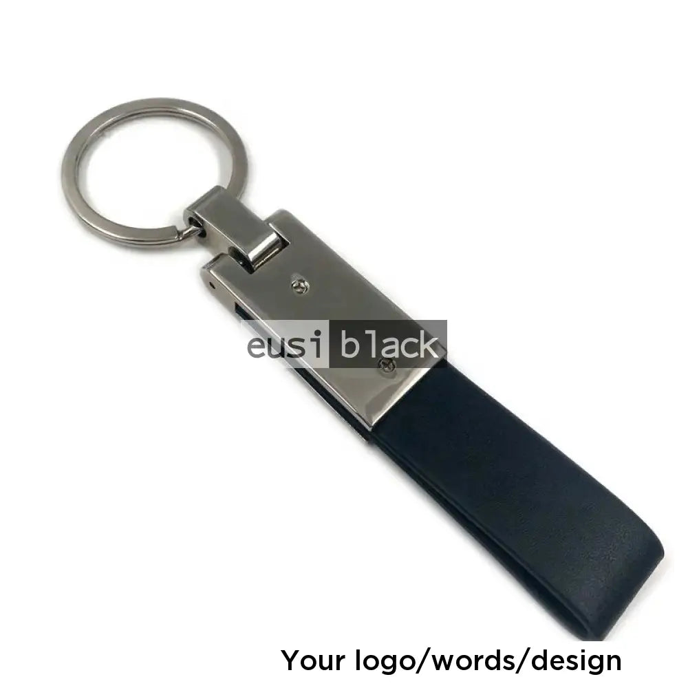 Metallic and leather strip key chain