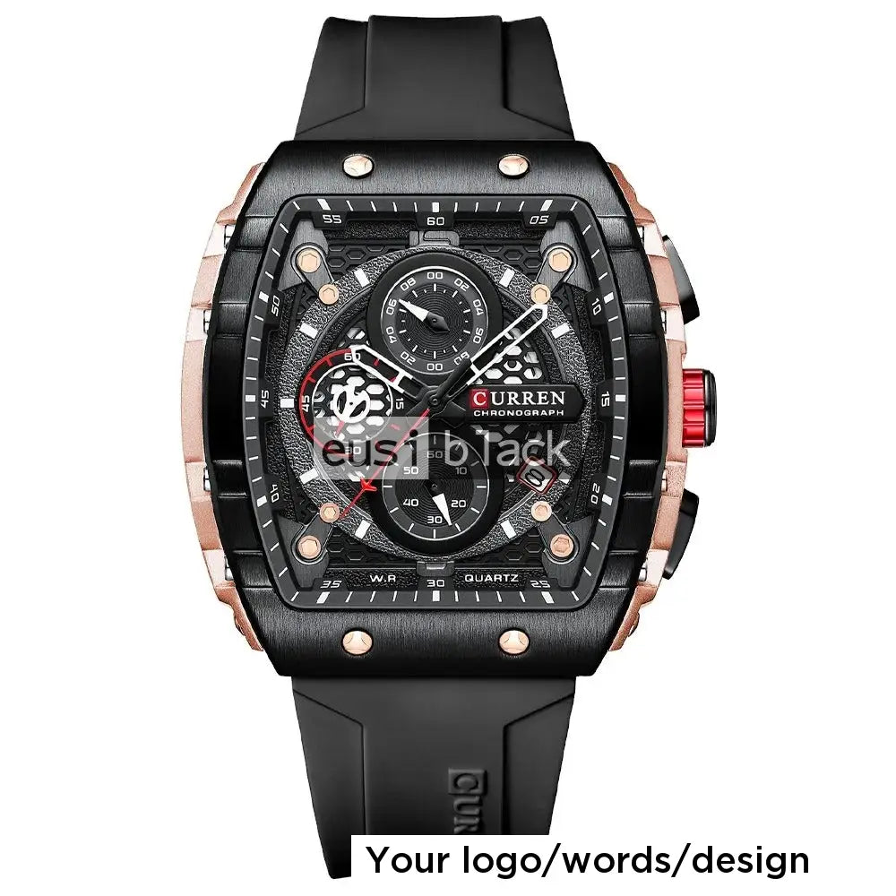 Multi-functional silicon strapped watch Black