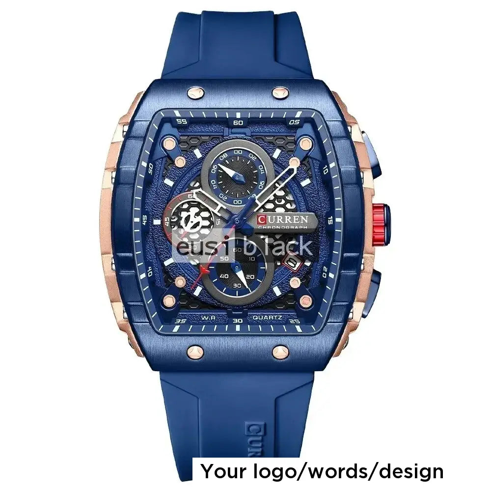 Multi-functional silicon strapped watch Blue