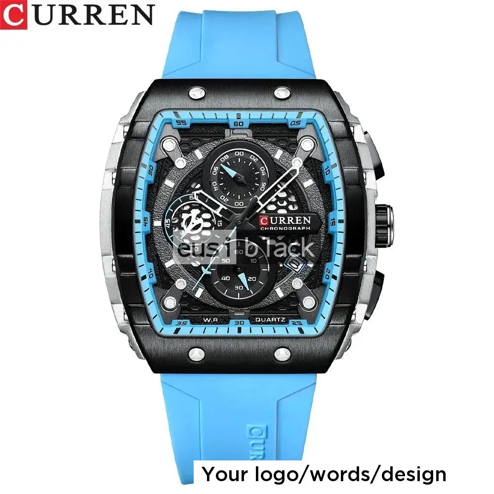 Multi-functional silicon strapped watch Sky blue
