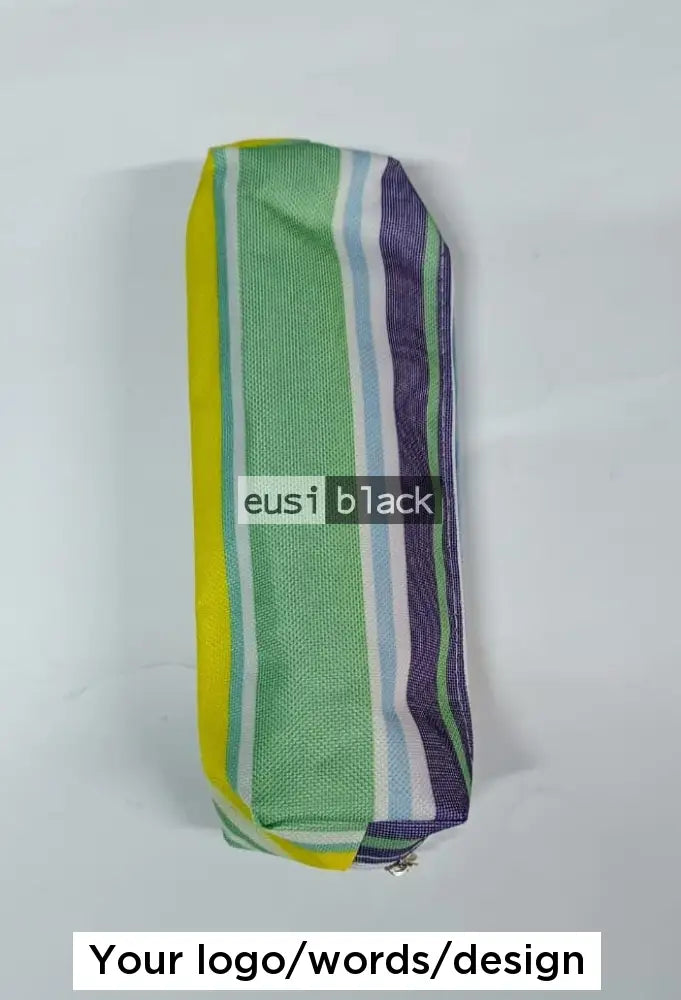 Multicolored stripped pen pouch - Green 2