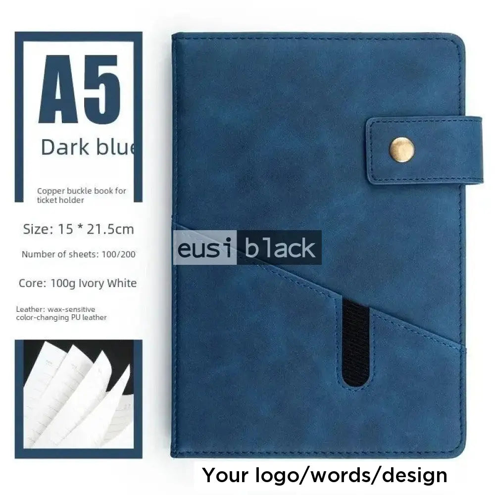 Notebook with phone pouch | A5 Dark blue