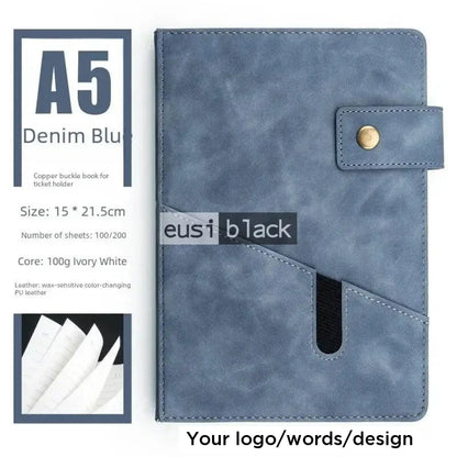 Notebook with phone pouch | A5 Denim blue