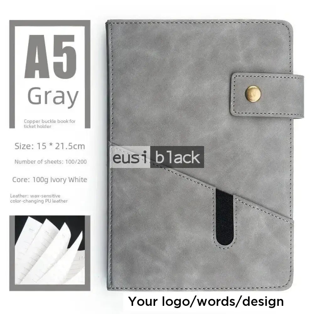 Notebook with phone pouch | A5 Grey