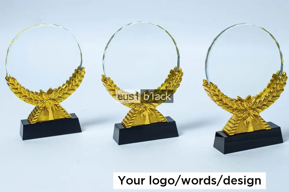 Open hands round crystal award