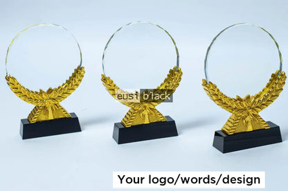 Open hands round crystal award