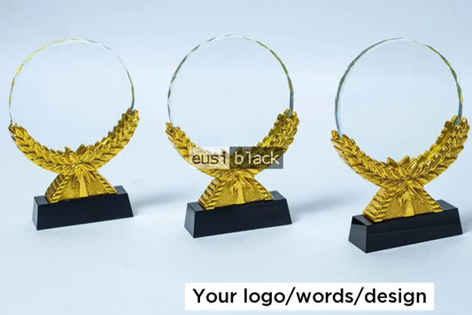 Open hands round crystal award