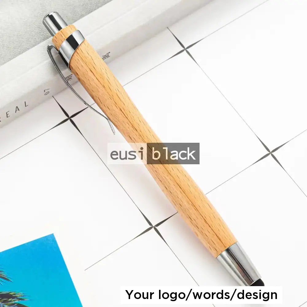Oval Clipped Wooden Stylus Pen