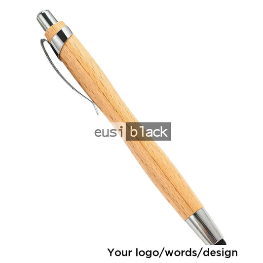 Oval Clipped Wooden Stylus Pen