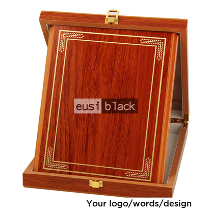Patterned wooden display plaque award - A5 / Solid case