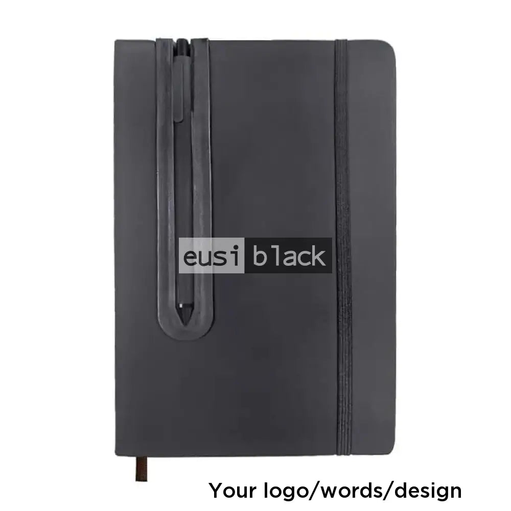 Pen on cover string notebook - A5 - Black