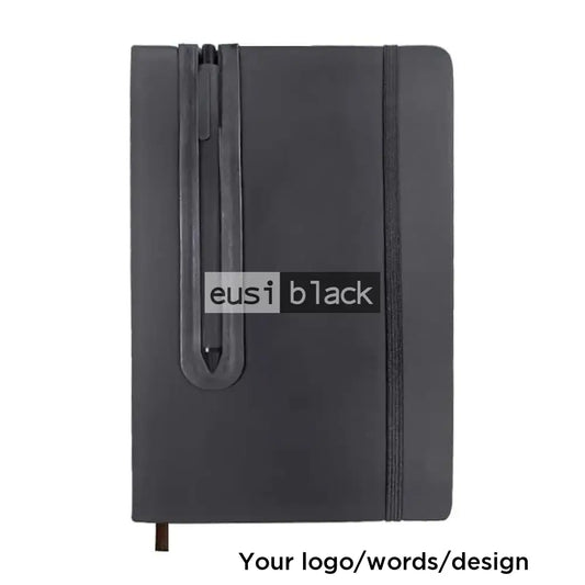 Pen on cover string notebook - A5 - Black