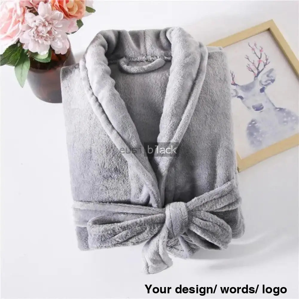 Personalized Bathrobe For Ladies Light Grey