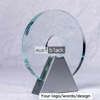 Pierced round crystal award